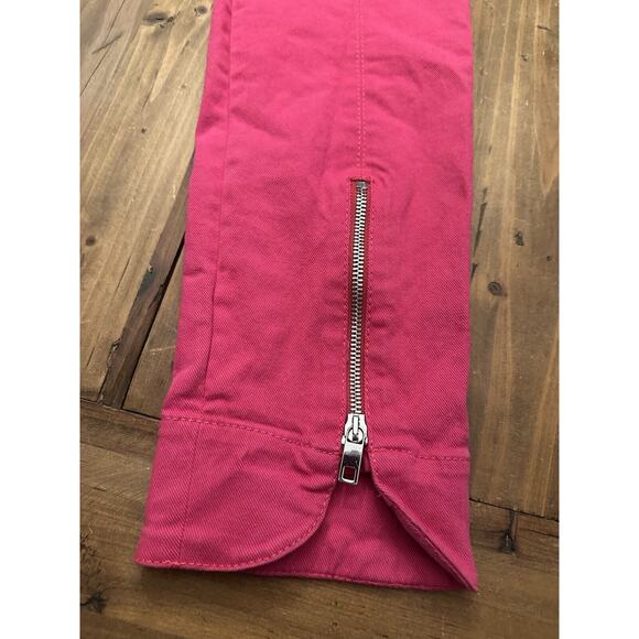Zara Woman Hot Pink Pants Jeans Size Medium Ankle Zip Straight Leg Slim Coastal - Picture 14 of 16
